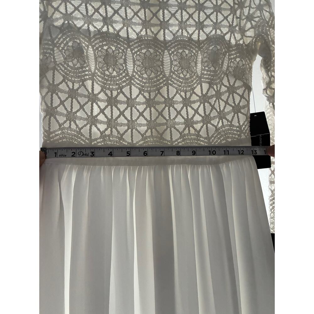 Lulus White/Off-White Lace Maxi Bridal Wedding Dress High Neck Long Sleeve Small - Picture 11 of 14
